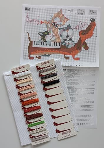 Image of RIOLIS - Dachshund Blues 1495, Dogs Cross Stitch Kits 7,87 inch x7,87, Counted Cross Stitch Kits, Counted Cross Stitch Kits for Beginners & Advanced, Cross Stitching Kits for Adults, Dog Embroidery Kit