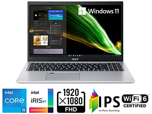 Image of acer Aspire 5 A515-56-53S3 Laptop | 15.6 inch Full HD IPS Display | 11th Gen Intel Core i5-1135G7 | Intel Iris Xe Graphics | 8GB DDR4 | 256GB SSD | WiFi 6 | Fingerprint Reader | BL Keyboard | Windows 11