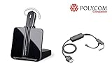 Polycom Compatible Plantronics CS540 VoIP Wireless Headset Bundle with Electronic Remote Answer|End and Ring alert (EHS) for IP 335 430 450 550 560 650 670 | VVX 300 310 400 410 500 600 1500