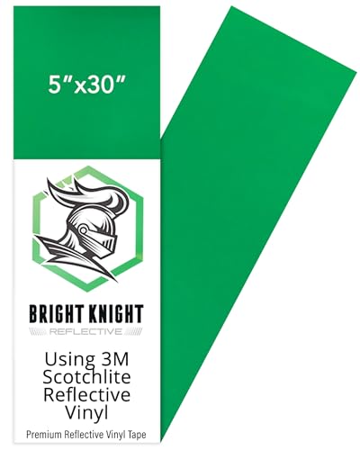 Image of Bright Knight Decals Light Green 3M Reflective Tape - 5x30 Sheet Vinyl Motorcycle Helmet Stickers, Waterproof Safety Vinyl Wrap, Reflective Stickers for Helmet, Hard Hats, Trailers, Cars, Bikes & Rims