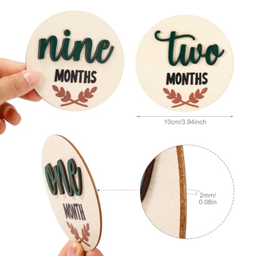 Image of 7pcs Wooden Baby Monthly Milestone Cards, Newborn Boy and Girl Announcement Signs 1-12 Months Discs Marker Cards Pregnancy Journey for Expecting Mom Gift