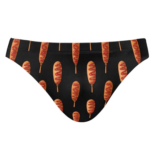 Corn Hot Dog Stick Swim Briefs for Men Swimsuit Bikini Swimwear S B0404732