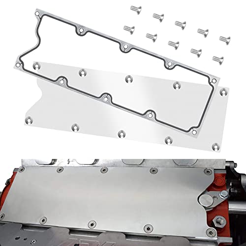 Low Profile LS Gen 3 Valley Pan Cover Plate with Gasket, Clear Anodized Billet Aluminum Valley Cover for LS1 LM7 LR4 LQ4 LS6 L59 LQ9 Engine, Silver