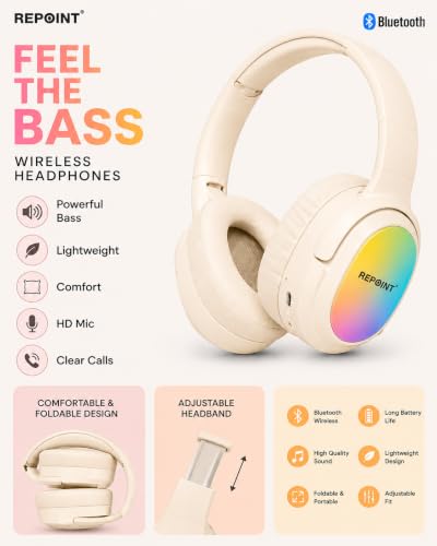 Image of RASSFOAT X7 RGB Wireless Headphones - Powerful Sound, 10H Playtime & Stunning 7-Color RGB Lights. Foldable, Comfortable, and Perfect for Music, Gaming, Movies & Calls-Anywhere, Anytime.