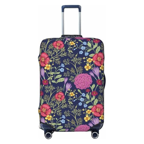Floral Print Luggage Cover For Suitcase,Washable Elastic Travel Suitcase Protector With Zipper Closure And Bottom Buckle – Fits 18-32