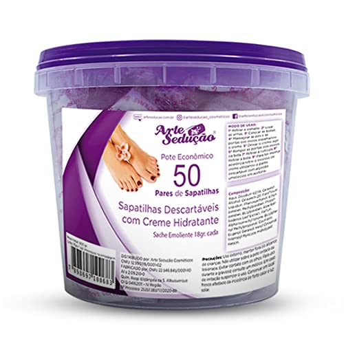 Kit com 50 Pares de Sapatilhas e 50 Pares de Luvas com Creme Emoliente, Arte Sedução