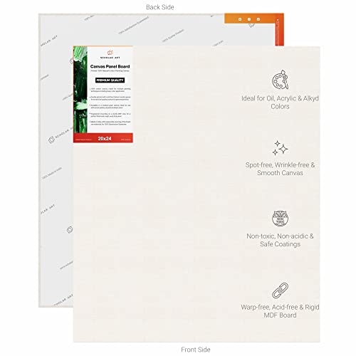 Image of Scholar Art Hobby Series 04 Oz (230 GSM) 100% Cotton Canvas Panel Board for Painting (White Blank Canvas Boards for Acrylic Paint, Oil Paint, Wet & Dry Media) | 20 inchx24 inch (50x60 cm), Pack of 12
