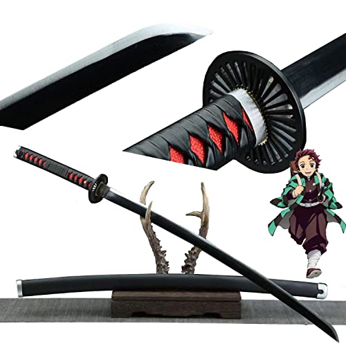 HERO SWORD Japanese Anime Sword, Hand Forged 1045 Carbon Steel Samurai Katana, Full Tang Handmade Japanese Sword, Sharp Practical Katana, Demon Slayer Sword (Kamado Tanjiro Knife)