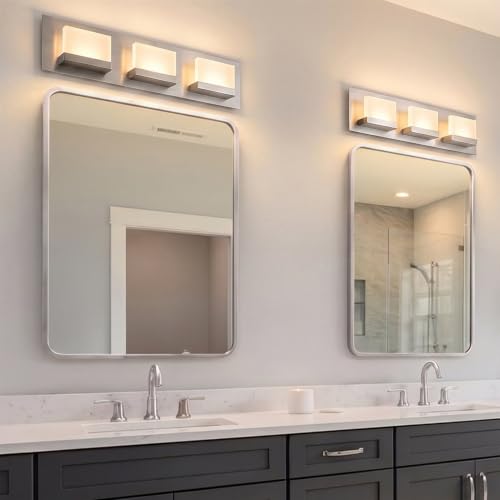 Image of Kira Home Everett 24 inch Modern Integrated LED 3-Light Bathroom Vanity Light