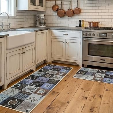 Image of HomeCloud Kitchen Rectangular Mat: Premium Anti-Slip, Soft, Washable, Designer Printed Mat for Floors, Kitchens, and Rooms - (6mm Thick, 41x122 cm and 41x61cm) (Coffee Espresso Brown)