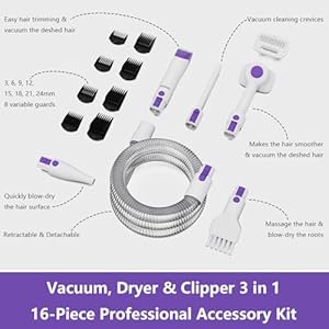 Grobell dog blow dryer  grooming vacuum kit 2 5l 16kpa professional dog clippers groomer for pet hair tool cat trimmer for long or short hair dogs shavers for thick coat shedding brush  deshedding   cucciolini doodles