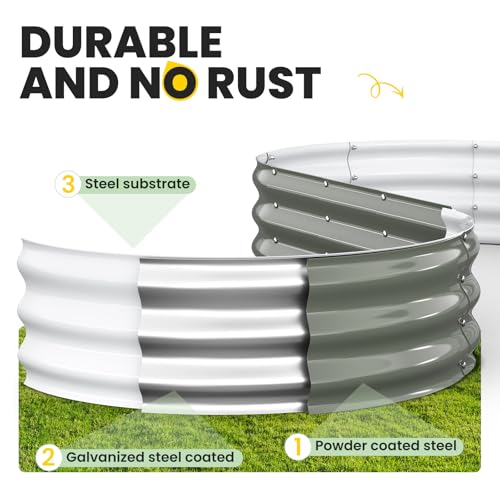 Image of Pattiumo Galvanized Raised Garden Bed 6x3x1 FT, Oval Metal Raised Garden Bed Outdoor Planter Box with Open Bottom, Rust-Resistant Steel Garden Bed for Vegetables Herbs Flowers, Easy Assembly