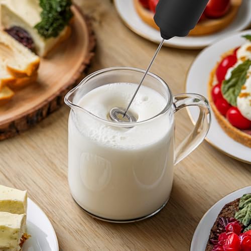 Image of Travel Milk Frother with Cover - Handheld Electric Foam Maker with Stainless Steel Whisks, Portable Drink Mixer for Coffee, Latte, Matcha, Hot Chocolate