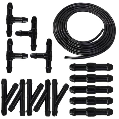 3M Juego de Manguera Limpiaparabrisas Coche Universal, Negro, con 15 Conector Manguera Tipo Y, I, T, Manguera Flexible de Silicona para Agua, Repuesto para Sistema Lavaparabrisas Coche