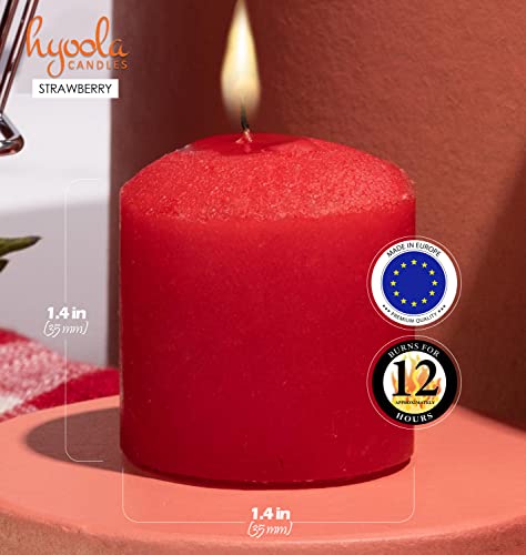 Image of HYOOLA Scented Votive Candles - Strawberry Votive Candles -12 Hour Burn Time - 9 Pack - European Made