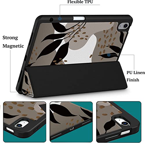 Teryeefi Case For Ipad Air 5Th/4Th Generation Case 10.9"(2022 2020 Release), 3D Uv Printing Soft Tpu Back Shell Stand Shockproof Tablet Cover With Pencil Holder Auto Wake/Sleep, Tropical Leaves #TOP3