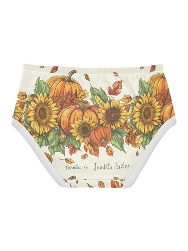 ZZKKO Vintage Thanksgiving Sunflower Pumpkin Girls Underwear Toddler Panties for Girls Comfort Brief Size 2-8T2