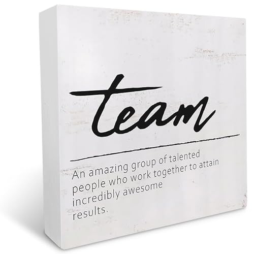 Team-Definition-Holzschild mit Holzständer, inspirierendes Teamwork-Büro-Holzschild, Schreibtisch-Dekoration für Büro, Tischregal, Dekoration, Geschenke für Kollegen, Chef, Mitarbeiter, 17,8 x 17,8 cm