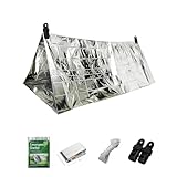 Emergency Survival Tent 2-Person Mylar Tube Tent – Windproof & Waterproof All-Weather Life Shelter, Must-Have Survival Gear for Camping, Hiking, Outdoor Emergencies & Survival Kits. Silver