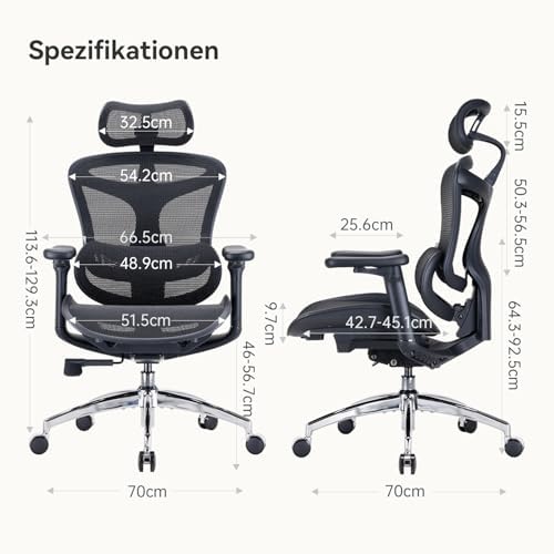 3. Bild von SIHOO Doro C300 Ergonomischer Bürostuhl mit ultraweichen 3D-Armlehnen, dynamischer Lordosenstütze für den Homeoffice-Stuhl, Verstellbarer Rückenlehne (Schwarz)