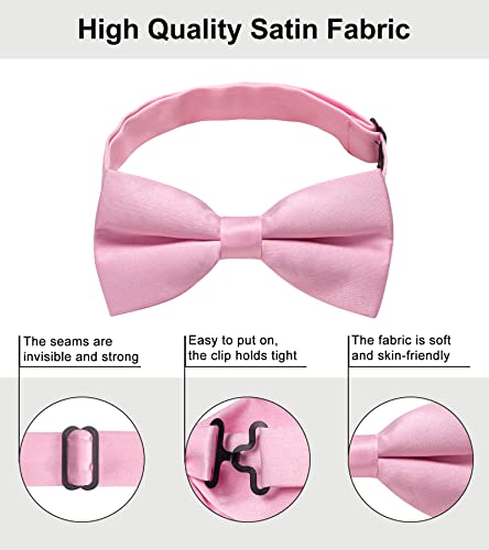 Image of YourTies Bow Ties for Men Pretied Bowties Solid Color Satin Bow Tie Formal Business Tuxedo Wedding Party Prom