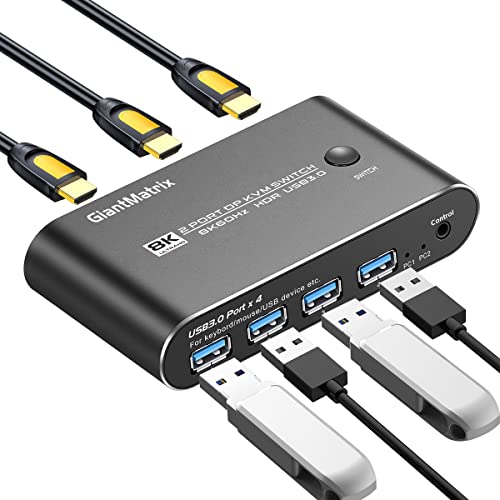 Kvm Switch Displayport 2 Port Dp1.4 Switch For 1 Monitors 2 Computers Monitor Selector Box 1440P 120Hz 144Hz 165Hz 175Hz 240Hz Dp2.1 Kvm Displayport Usb 3.0 Freesync G-Sync #TOP1