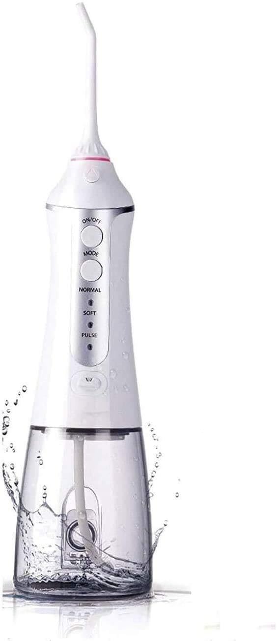 GeRRiT Idropulsore Senza Fili 300ML Detergente for Denti Portatile, Irrigatore Orale Dentale Ricaricabile con 3 modalità, Carica USB, Bianco