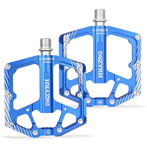 MZYRH Pedali per bici da corsa/mountain bike, 9/16", in lega di alluminio, 3 cuscinetti per mountain bike, per mountain bike, BMX, mountain bike, colore blu