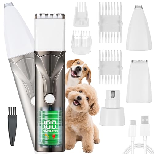 4 en 1 Maquina Cortar Pelo Perros Ninonly Silencioso Cortadora Pelo Perros y Gatos con 4 Cabezales de Corte Multifuncionales para Todo el Cuerpo Máquina Cortar Pelo Gunmetal