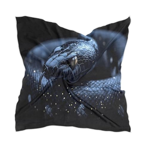Black Snake Silk Scarf Women's Fashion Square Satin Headscarf Neck Scarf Head Hair Wraps 23.6 Inches