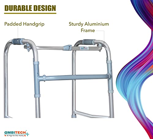 Image of AmbiTech Premium Aluminium Reciprocating Height Adjustable Light Weight Folding Walker for Adults, Senior Citizens and Patients (Made In India)