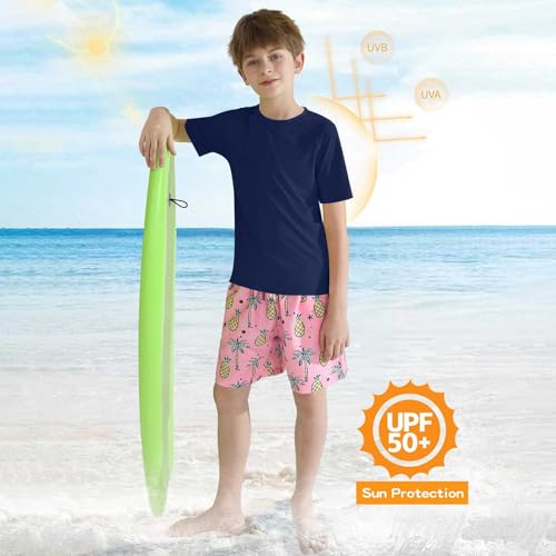 Boys Girls UPF 50+ Rash Guard Swim Shirts Kids Teens Athletic Short Sleeve T Shirt Fishing Kids Undershirts Boys2