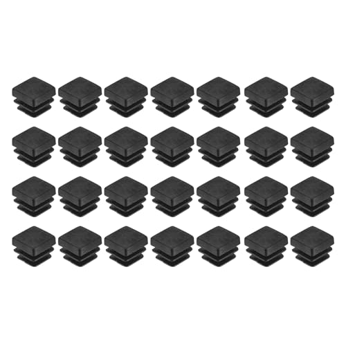 Image of uxcell 28Pcs Square Plastic Plugs, 10 x 10mm /0.39 x 0.39inch PE Pipe Tubing End Caps for 9mm /0.35inch Square Tube Furniture Chair Leg, Black