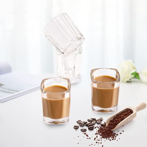 Image of 60 ML Square Classy Shot Glass for Espressos, Spirits & Liquors,Whiskey, Vodka Shot, Tequila Shot, Wine Tasting, Cocktail Pour, Bar Accessory & Home Decor Parties Glasses Set of 6 (SM-5)