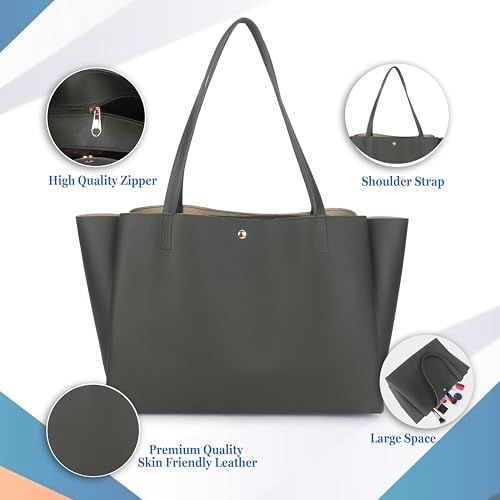 Image of Pure Vegan Leather Tote Bag for Women, Fully Embossed, Handbag, Shoulder Bag, Black