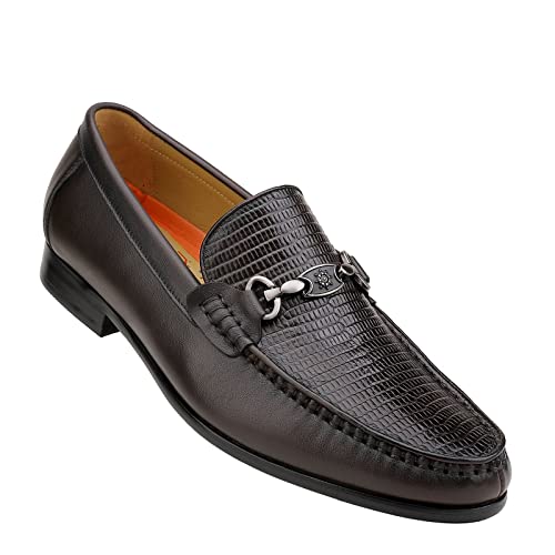 Mens Genuine Dress Shoes, Premium Crocodile Print Leather Slip-on Casual Shoes Penny Loafers for Mens, Black