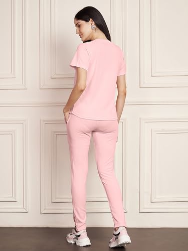 Image of DTR FASHION Polyester Blend Front Taped Tracksuit | Night Wear Suit For Women