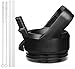 AIPENQ Straw Cap Leakproof Fitted Lid - Fits YETI Rambler 18/26/36oz/64oz Bottles (Black)