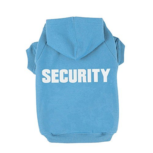 BINGPET Security Patterns Printed Puppy Pet Hoodie Dog Clothes Blue Small