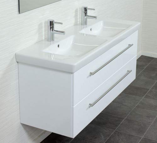 Villeroy & Boch SUBWAY2-0-130CM000101DE Waschbecken mit Unterschrank, Holz, weiß hochglanz, 130 x 50 x 47 cm