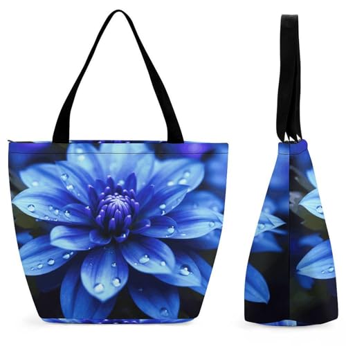 Sac fleur bleue l'élégance d'un grand cabas en tissu pour accompagner toutes vos escapades