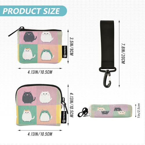 Cute Cartoon Cats Plaids Women's Card Cases Change Holder Large Capacity Business Card Holder with Zipper Pocket for Ladies 2 Pcs Wallet para tarjetas4