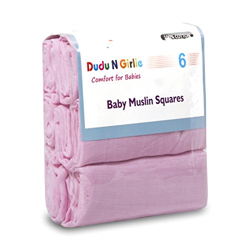 DUDU N GIRLIE Muslin Cloths for Baby 70x70cm, Soft, Absorbent & Breathable 100% Pure Cotton Burp Cloths, Ideal to Clean
