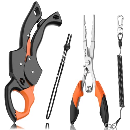 Image of Fish Gripper 9.2 inch,Muti-Function Line Cutter Fishing Pliers, Saltwater Fishing Tool Kit,Fishing Gear with Fishing Lanyard