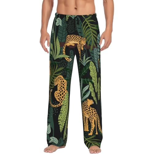 Tigers Leopard In Jungle Men'S Pajama Pants Soft Comfort Lounge Pants Sleep Pj Bottoms