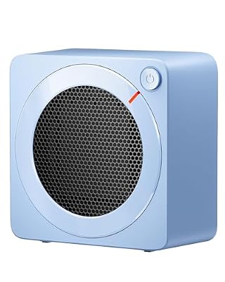 Gaiatop Mini Space Heater, Lightweight PTC Ceramic Fast Heating 500W Energy Efficient for Indoor Use, Overheating & 45° Tip-Over Protection, Portable Desk Electric Heaters for Office Home Blue