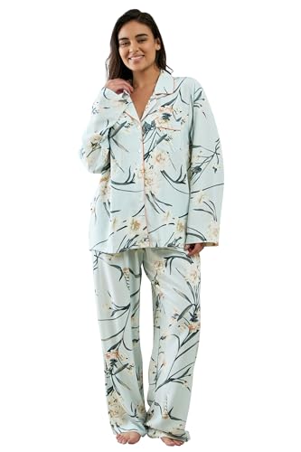 Image of YiNi LuLu Womens Pajamas Set 2 Piece Long Sleeve Sleepwear Button Down Pjs Lounge Set Nightwear with Pockets