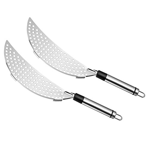 Hemoton 2 peças de coador de panela Crescent de aço inoxidável, coador de massa de cozinha, escumado