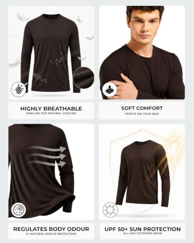 Image of Wellbi Full Sleeve T-Shirts for Men | Black | Breathable Eco-Friendly Bamboo Blend for All-Day Comfort | Ideal for Travel, Gym, or Casual Wear | Machine Washable