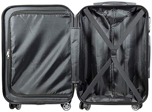 Warenhandel König Polycarbonat Hartschalen Koffer Trolley Reisekoffer Reisetrolley Handgepäck Boardcase Motiv PM (Fly The World Black, Größe M)